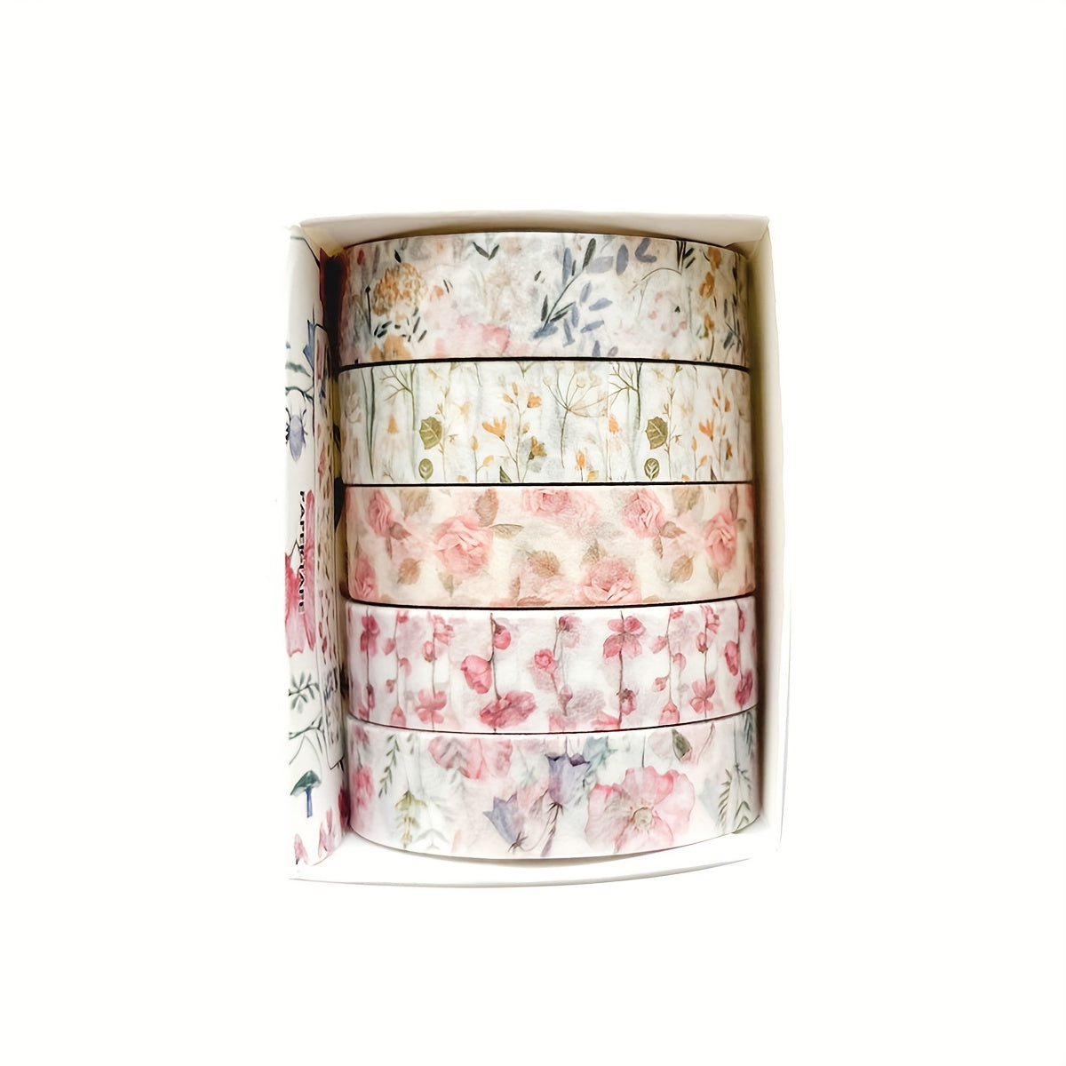 [Traceless Washi Tape] 5 Rolls of Tear-Off Traceless Washi Tape Flower Series - Decorative Sticker Tape for Diaries, Photo Albums, Schedules and Party Decorations
