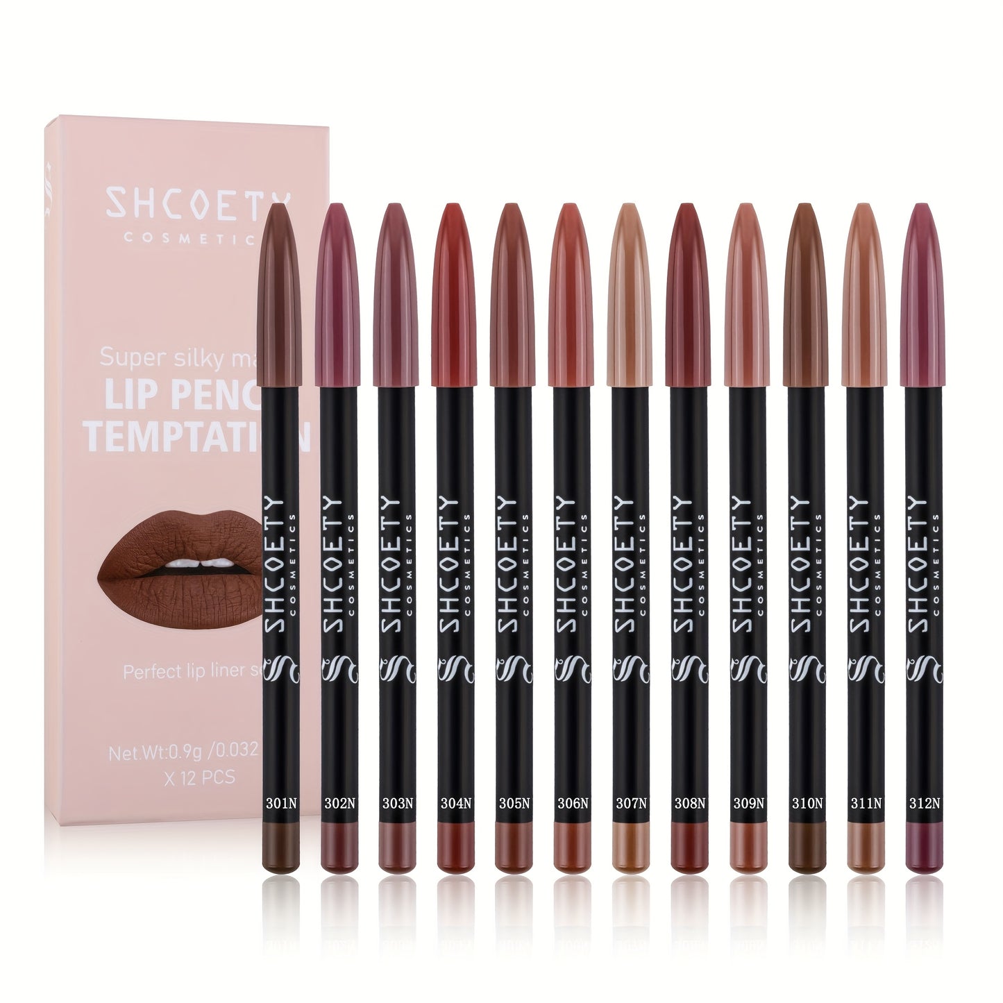 12 Colors Matte Lipstick Lip Liner Pen Set Nude Color Long-Lasting