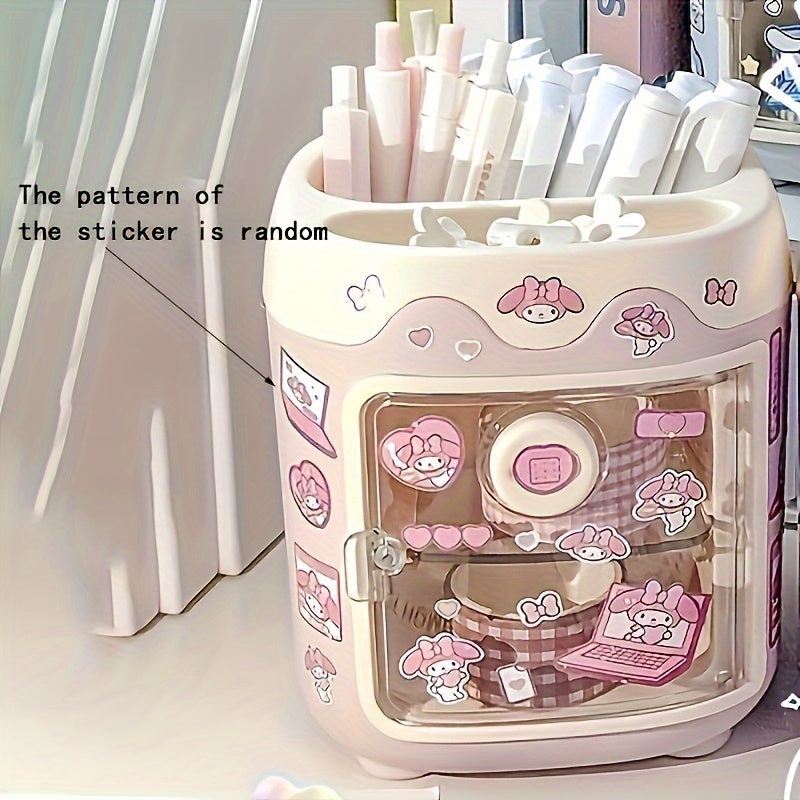 Hello Kitty & Kuromi Large Desk Organizer | Multi-Functional Pen Holder for Makeup Brushes & Stationery, Durable PVC, Perfect Gift for Fans