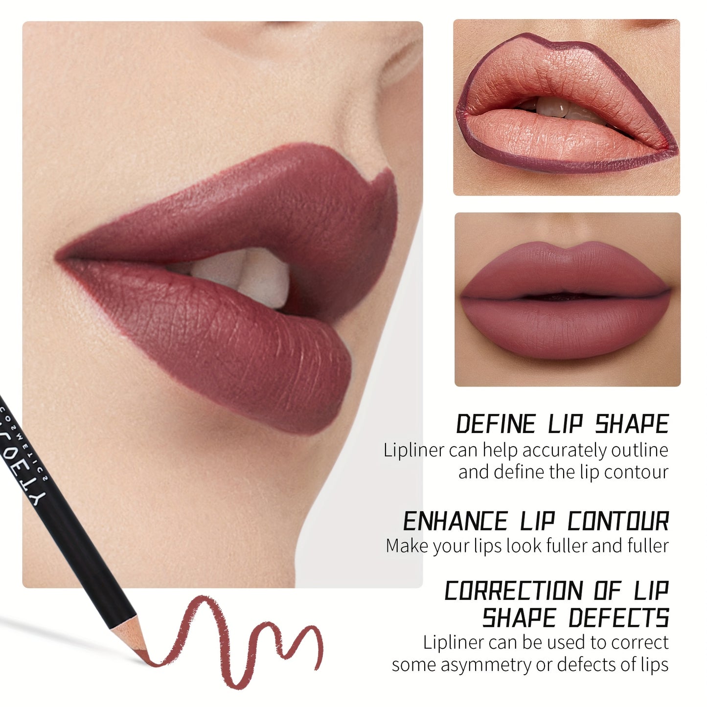 12 Colors Matte Lipstick Lip Liner Pen Set Nude Color Long-Lasting