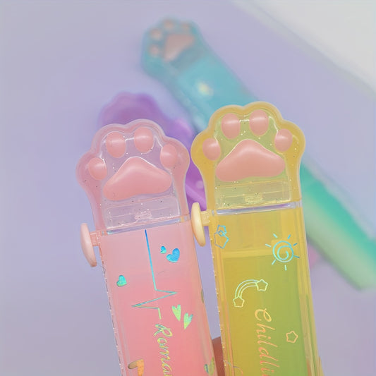 4pcs Cute Cat Paw Retractable Erasers, Ice Cream & Jelly Colors, PVC & Acrylic Pencil Erasers, Gradient Colors, No Residue or Crumbs, Ideal for Office & Student Use, Perfect Back to School Season & Party Favors