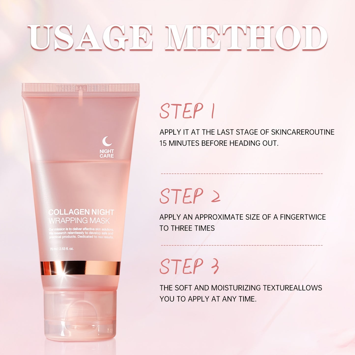 1pc/2pcs Collagen Night Hydrating Mask, Contains Salicylic Acid, Urea and Niacinamide, Improves Pores, Moisturizes and Enhances Elasticity, Makes Skin Look Younger-75ml
