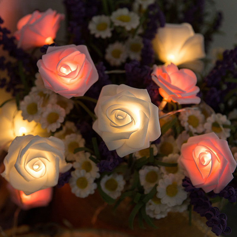20-LED Battery Powered Fairy Lights - Enchanting LED Rose Garland String for Parties, Gardens, Christmas & Weddings - 4.92ft / 59.1Inch, 19.69ft / 236.2Inch, No Batteries Included