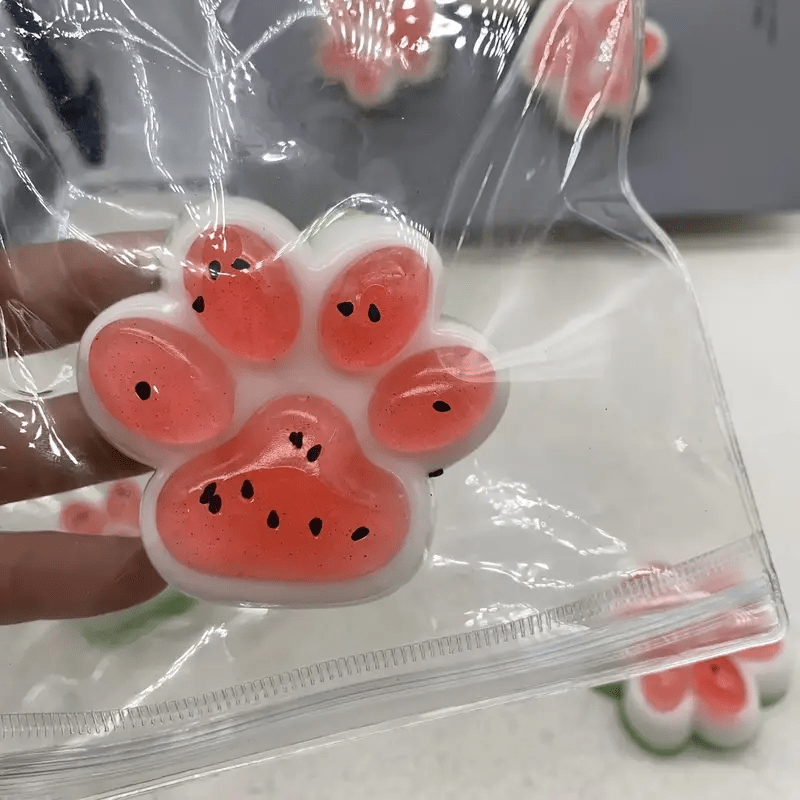 Watermelon Cat Paw Soft Gel Venting Toy - Cute Fruit-Themed Fidget Toy for Fun and Relaxation, Portable & Fun Desk Accessory for Office, Travel, and Home - Ideal Collectible Gift!