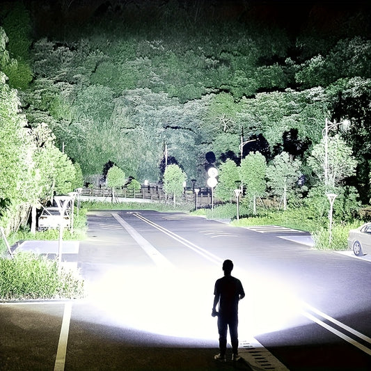 Super Powerful 2600mAh, 2400mAh Rechargeable LED Torch - Portable USB-Powered Flood Light with Lithium Battery, Ideal for Outdoor Camping, Fishing, Hunting, Hiking & Emergency Situations