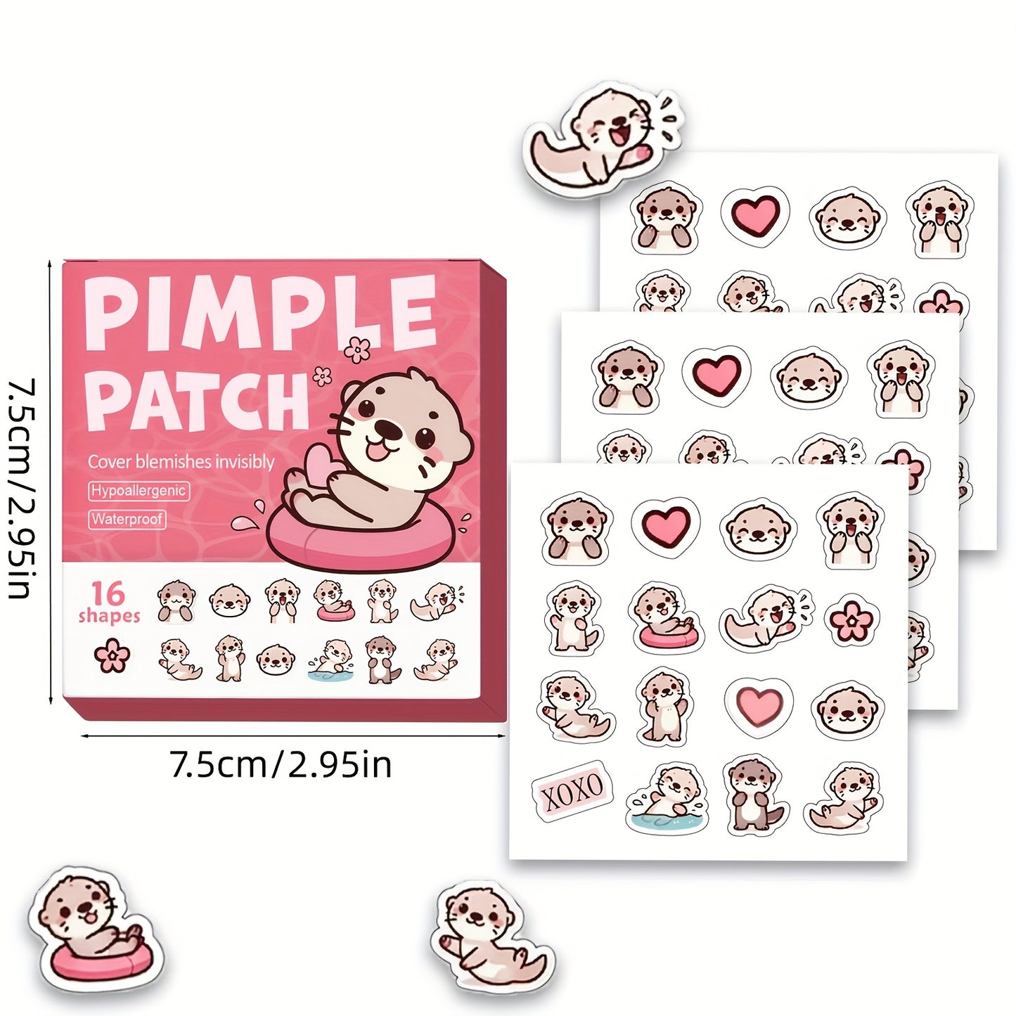 48 Counts/Box Acne Patches, Cute Otter Covers Acne And Blemishes, Acne Patches with Blemishes, Skin Spot Stickers, Holiday Gifts, Valentine'S Day Gifts