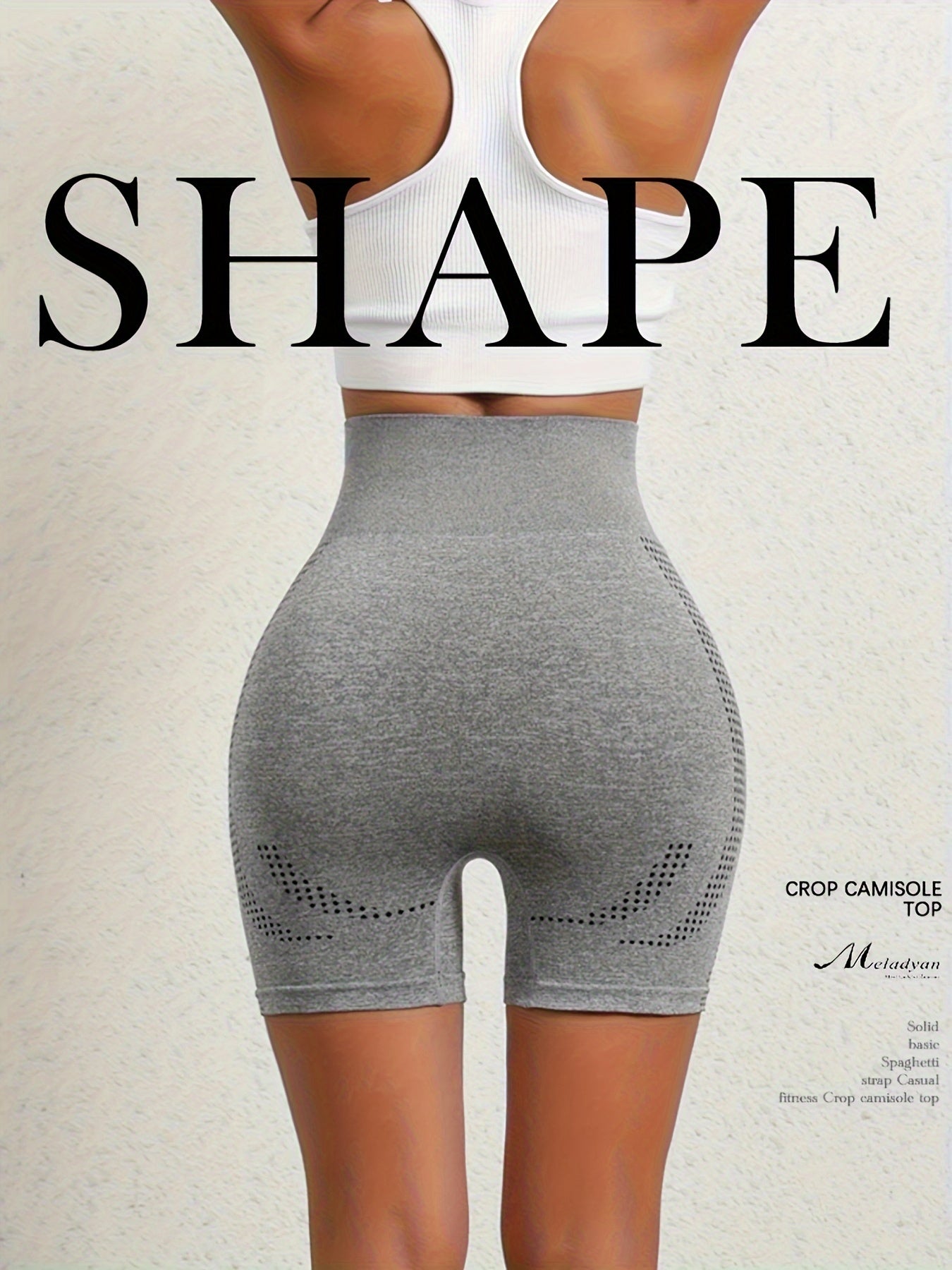 1pc Women'S High-Waisted Shorts with Perforated Design - Slimming Effect, Supports Belly and Thighs, No Padding, Fashionable Gray Shorts for Fitness and Casual Wear, Casual Wear Shorts|Fashionable Shorts|Comfortable Fit, High