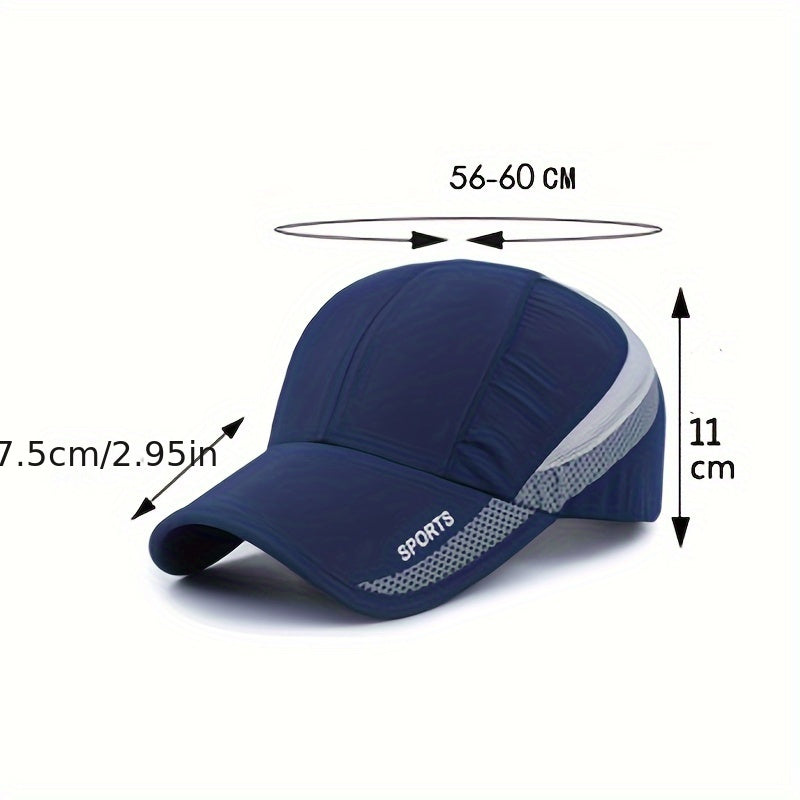 [Quick-Dry Sport Cap Sun Protection] 1 EDIKO Quick-Dry Sport Cap, Adjustable, Breathable Mesh Back, Sun Protection Hat for Outdoor Activities, Camping & Hiking - Navy Blue with Gray Accents, Hiking Accessories