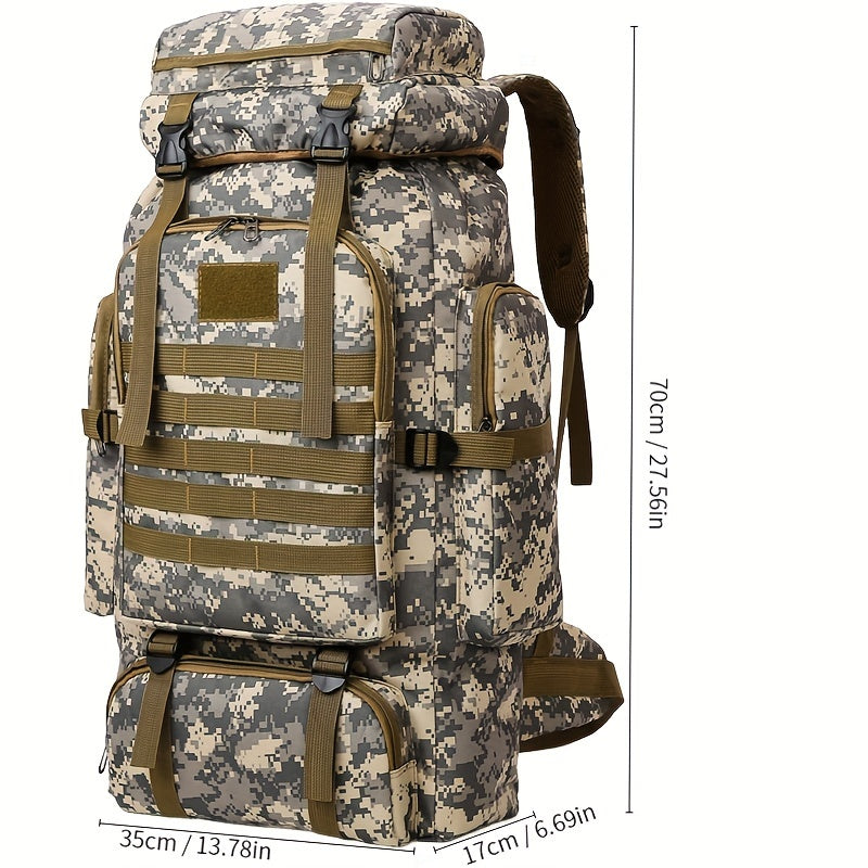 80L Hiking Backpack - Durable Oxford, Adjustable Straps, Multiple Compartments | Ideal for Outdoor Adventures, Camping, Travel