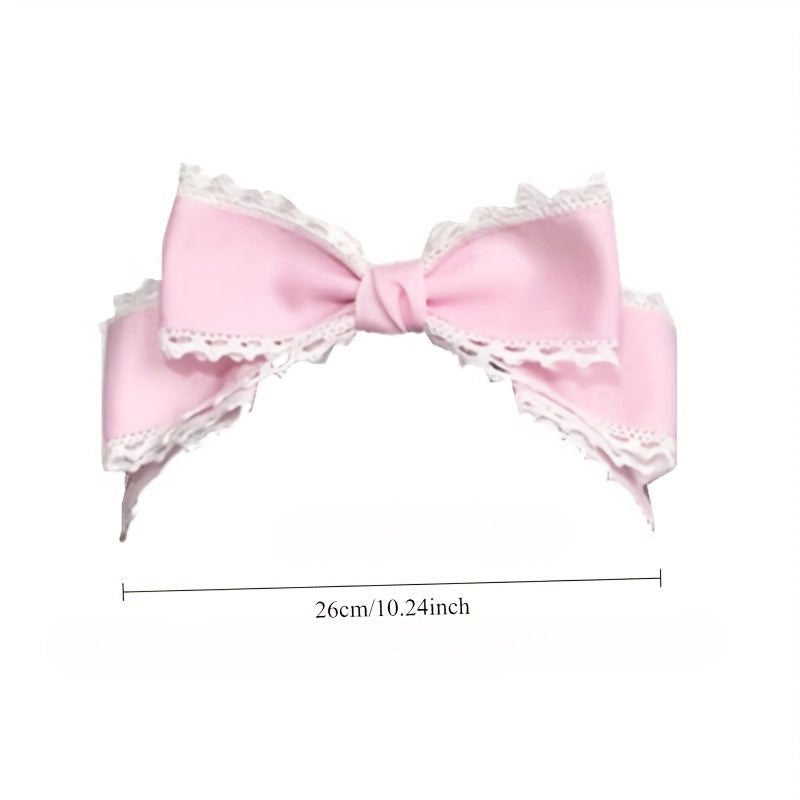 Chic Handmade Lolita style Bow Hairpin - Polyester & Spandex, Perfect for Cosplay & Anime Fashion Accessories