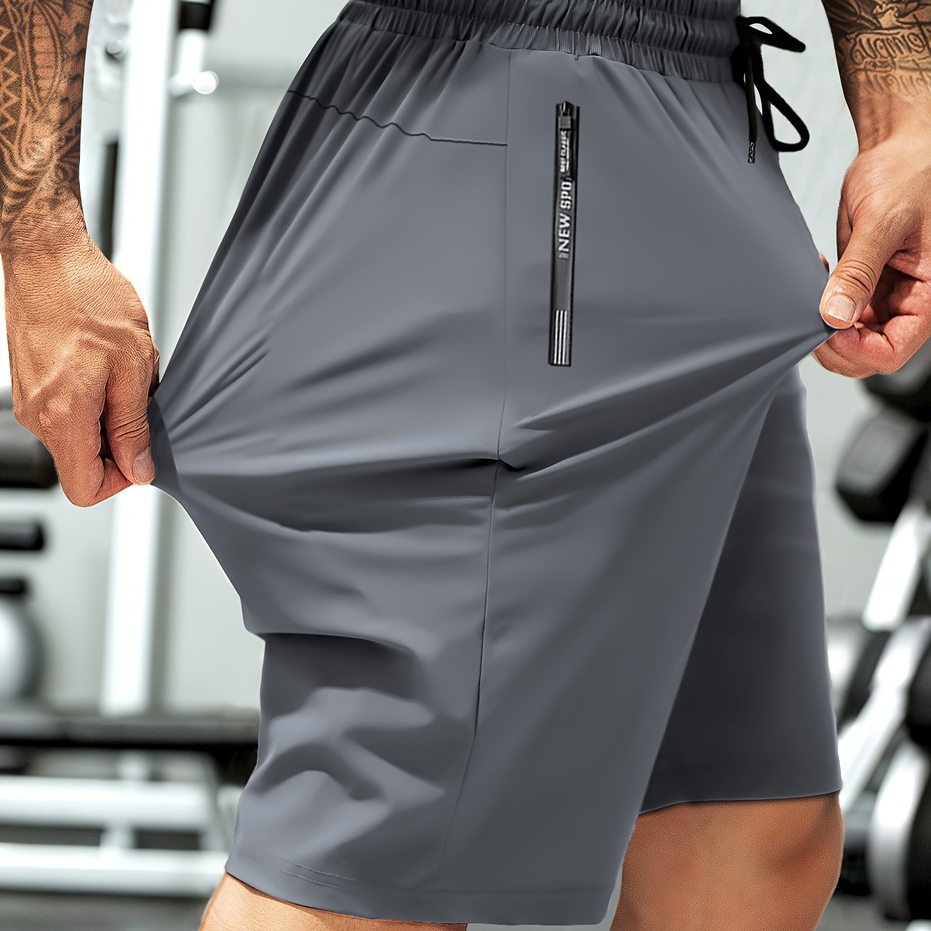Men's Navy Drawstring Outdoor Shorts with Zippers