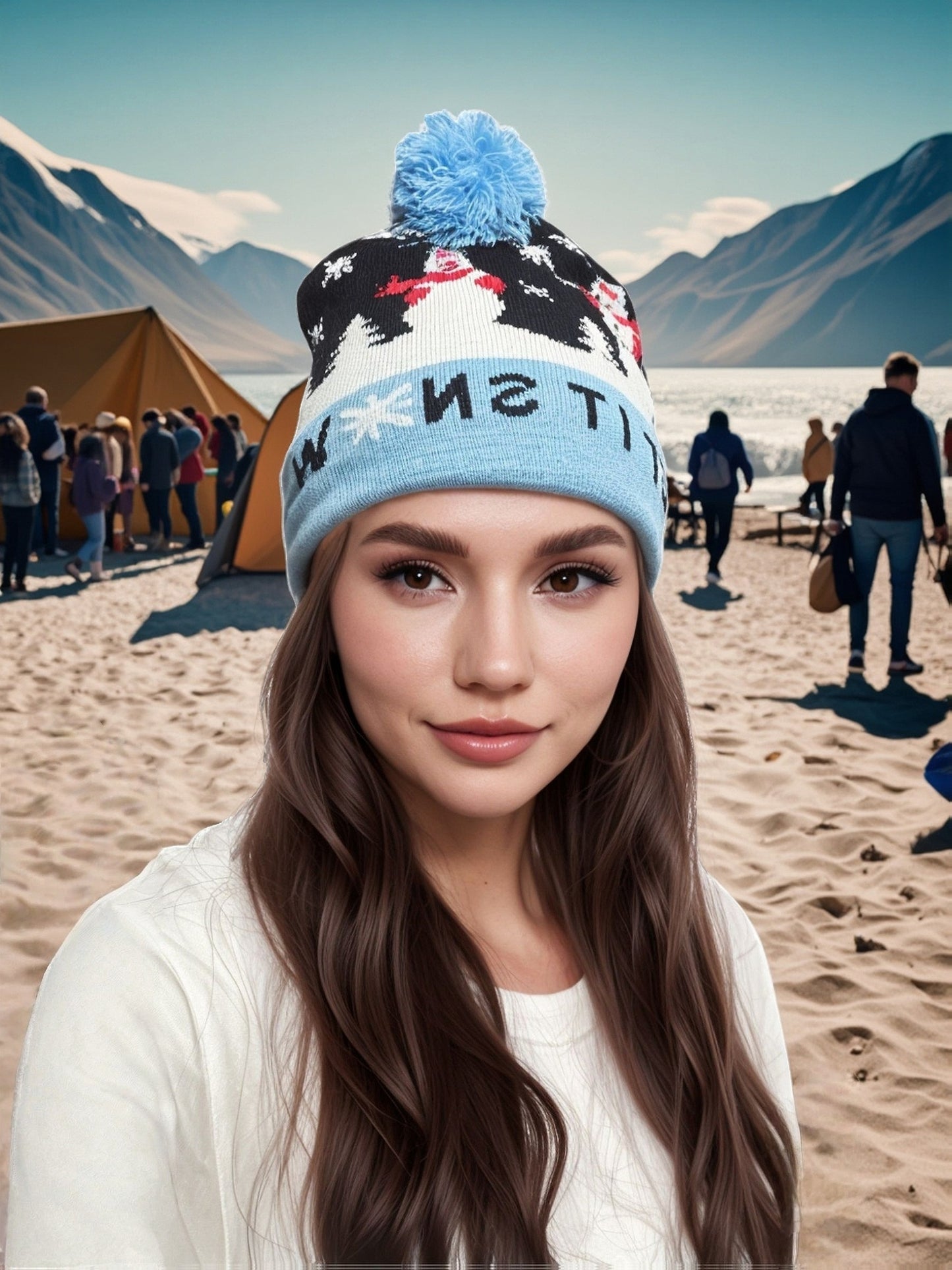 1pc Cartoon Jacquard Double-Layer Knitted Hat