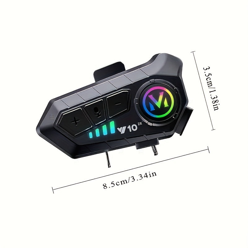 Wireless Motorcycle Helmet Intercom, 2-Rider 300M Range, Noise Reduction Earphone, Music Sharing, Call Control, Type-C Charging, 1000mAh Lithium Polymer Battery, Plastic Material, No Charger Included