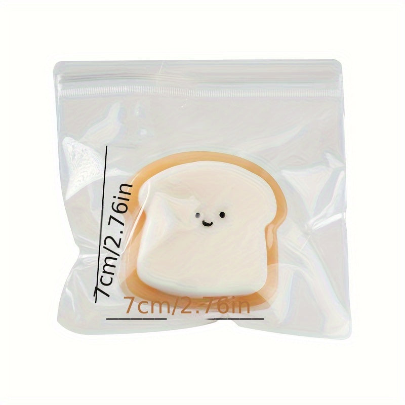 [Squishy Toast Toy] Ultra-Soft 1pc Squishy Toast Relax Toy | Adorable Smiling Face Design, Slow Rebound, Easy to Clean, Synthetic Rubber, Multicolor (White & Orange), Playful Desk Accessory