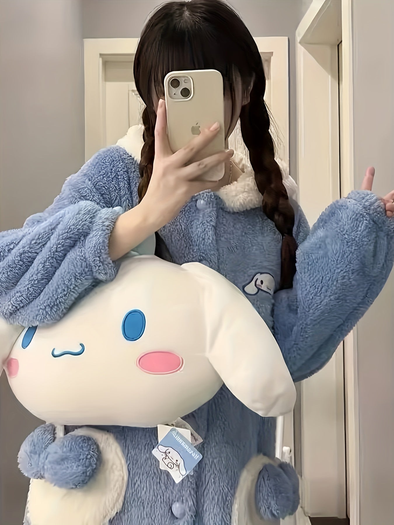 Mother's Day Gift Sanrio New Hello Kitty Women's Autumn Winter Warm Pink Coral Fleece Home Robe.