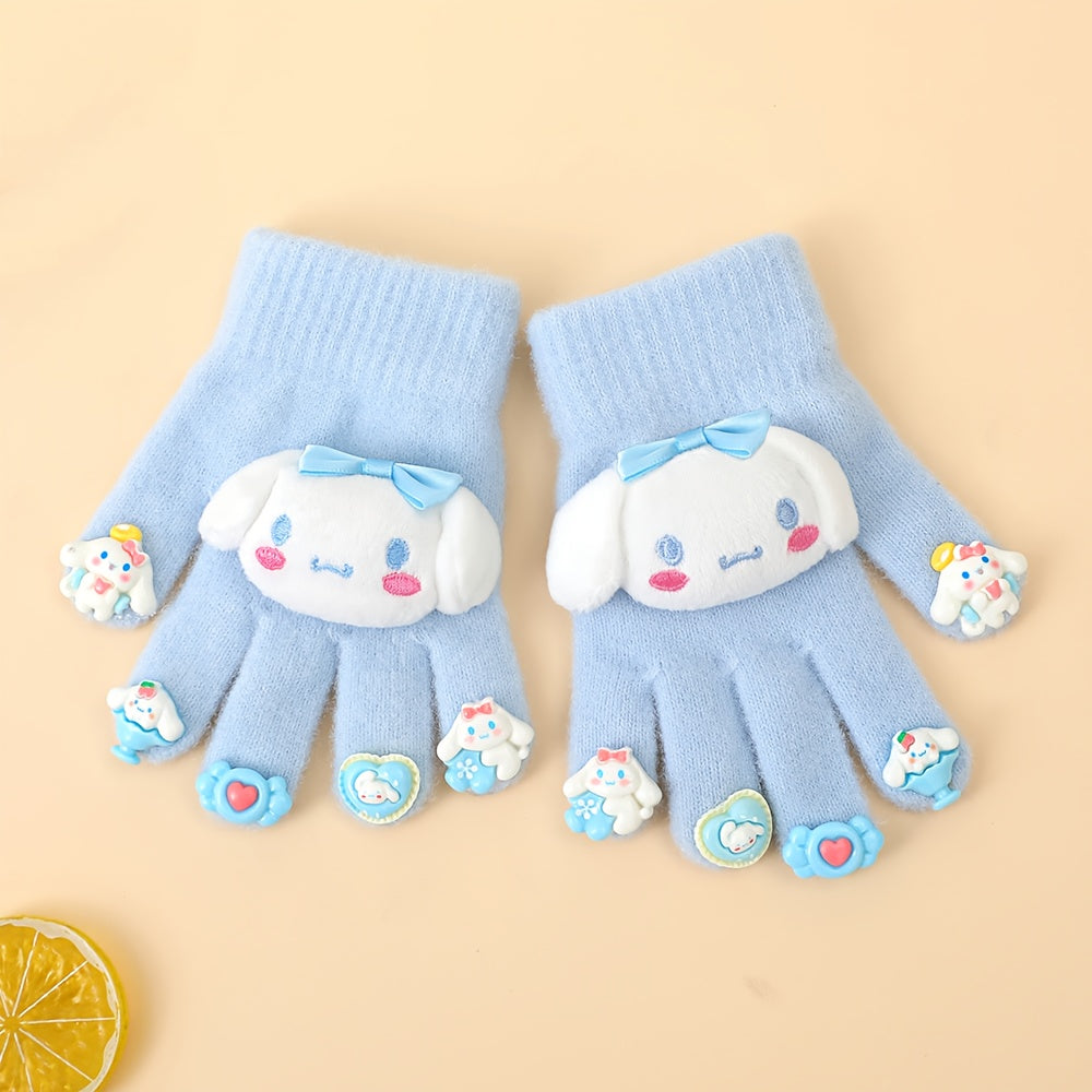 1pc Sanrio for kuromi Thickened Winter Gloves - Cute Cartoon Design, Full Finger Warmth for Boys & Girls, Perfect for Outdoor Activities, Holiday Gift, Winter Gloves For Girls, Playful Design, Soft Fabric