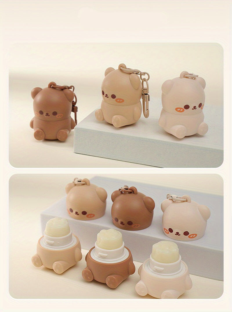 Hypoallergenic Lip Balm - Moisturizing, Soothing for Dry Lips | Cute Cartoon Bear Design, Glossy Finish, Unisex Adult
