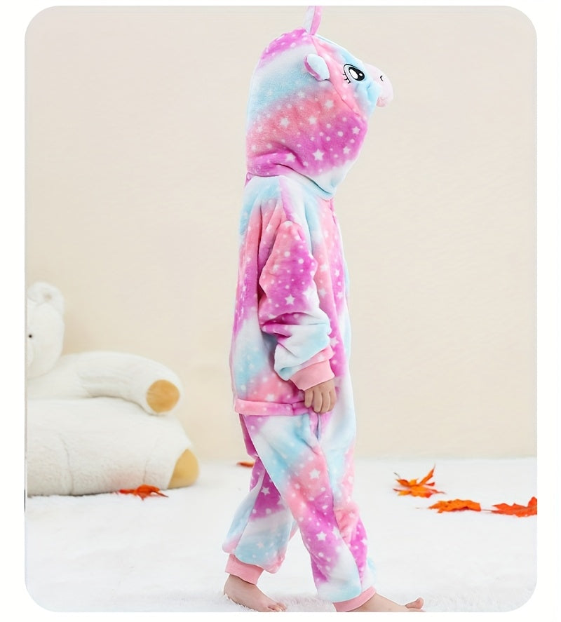 Animal Hooded Onesie Children's Flannel Clothing 4-12Y for Autumn and Winter