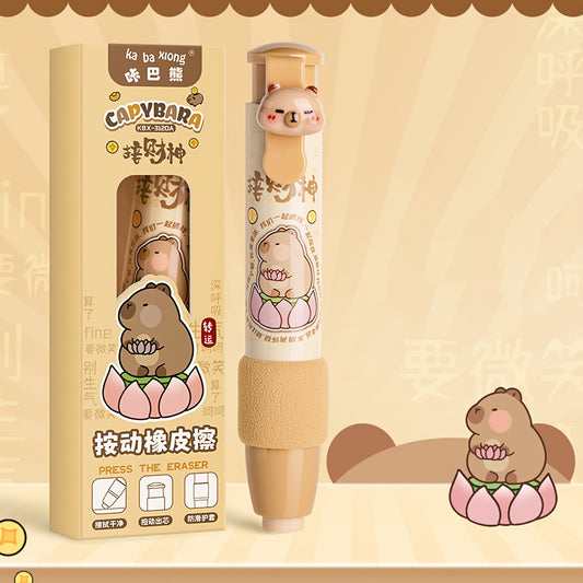 Creative Cartoon Pattern Push-Type Erasers, Clean & Mark-Free, Low-Shedding, with Sponge Sleeve for Comfortable Grip, Made of Other Rubber Materials