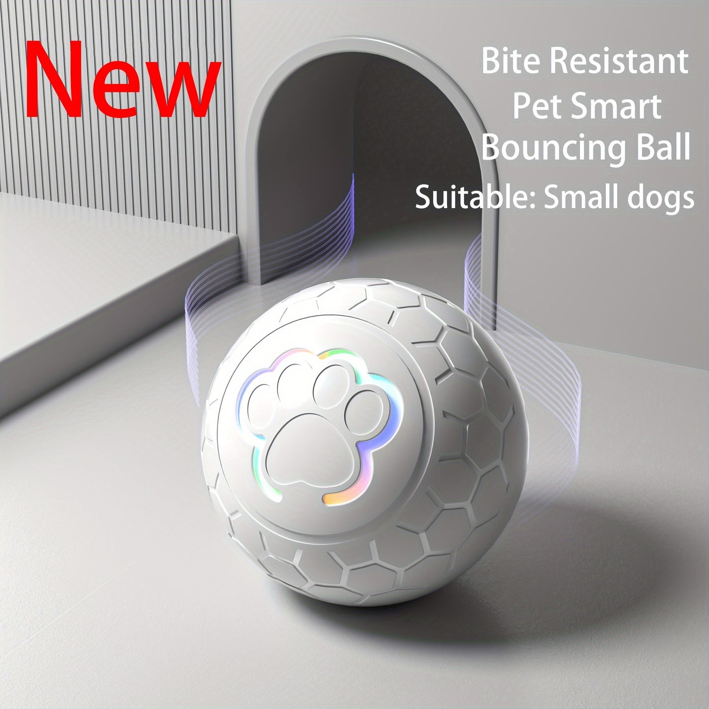 Smart Bouncing Pet Toy Ball – Rechargeable, Bite-Resistant, Interactive Fun