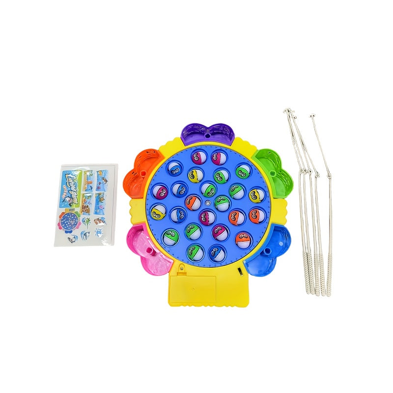 15/24 Fish Fun Electric Fishing Toy, Rotating Fishing Plate, Set of Fishing Toys, Children's Fishing Toys, Music Rotating Fishing Plate Set, Children's Desktop Competition Toy, Birthday and Thanksgiving Gifts, Best Gift for B