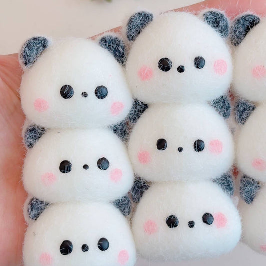 Adorable Blush Three-in-a-Row Panda Squeeze Toy with Slow Rebound and Creamy Texture, Soft Touch, Desk Companion, Holiday Gift