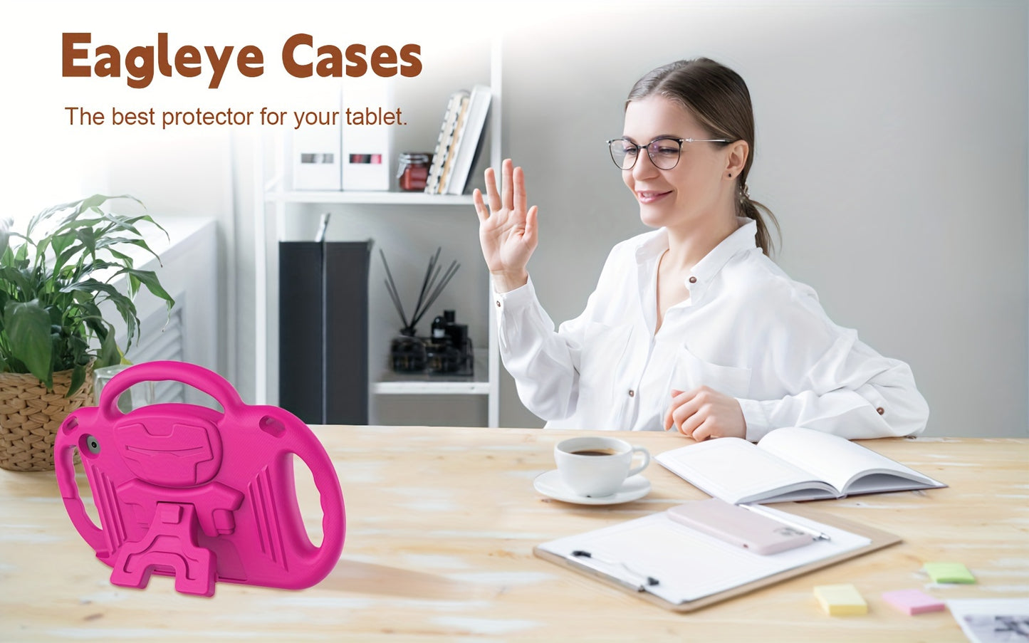[Shockproof EVA Case] Lightweight and Shockproof EVA Case - with Cartoon Kickstand, Adjustable Strap, Three Anti-Slip Handles for iPad 5th/6th/7th/8th/9th Gen 9.7/10.2 inch, 10th Gen/Air4 10.9 inch and mini 1st/2nd/3rd/4th/5t