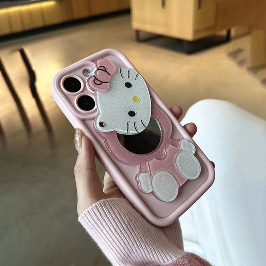 Three-Dimensional DIY Anti-Fall Protective [Authorized] Sanrio Series Pink Makeup Mirror Mobile Phone Case for Apple 16Promax/16Plus/16/16Pro/15Promax/15Pro/15Plus/15/14/14Plus/14Pro/14Promax/13/13Pro/13Promax/12/12Pro/12Prom