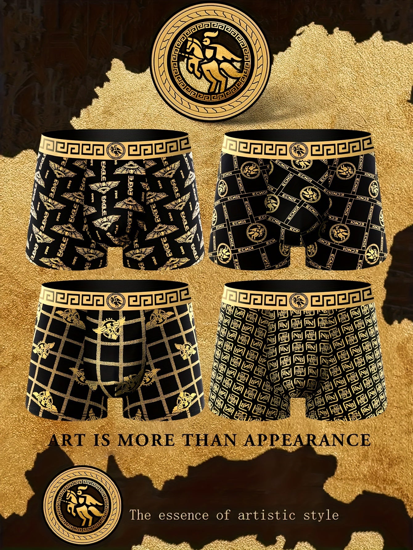 4 Pairs Men's Boxer Shorts - Stylish, Unique Prints, Breathable, Soft, Comfortable.