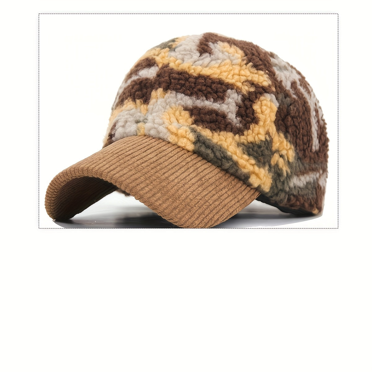 Winter Camouflage Baseball Hat, Men's And Women's Fashion Lamb Feather Cap