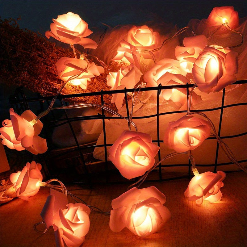 20-LED Battery Powered Fairy Lights - Enchanting LED Rose Garland String for Parties, Gardens, Christmas & Weddings - 4.92ft / 59.1Inch, 19.69ft / 236.2Inch, No Batteries Included