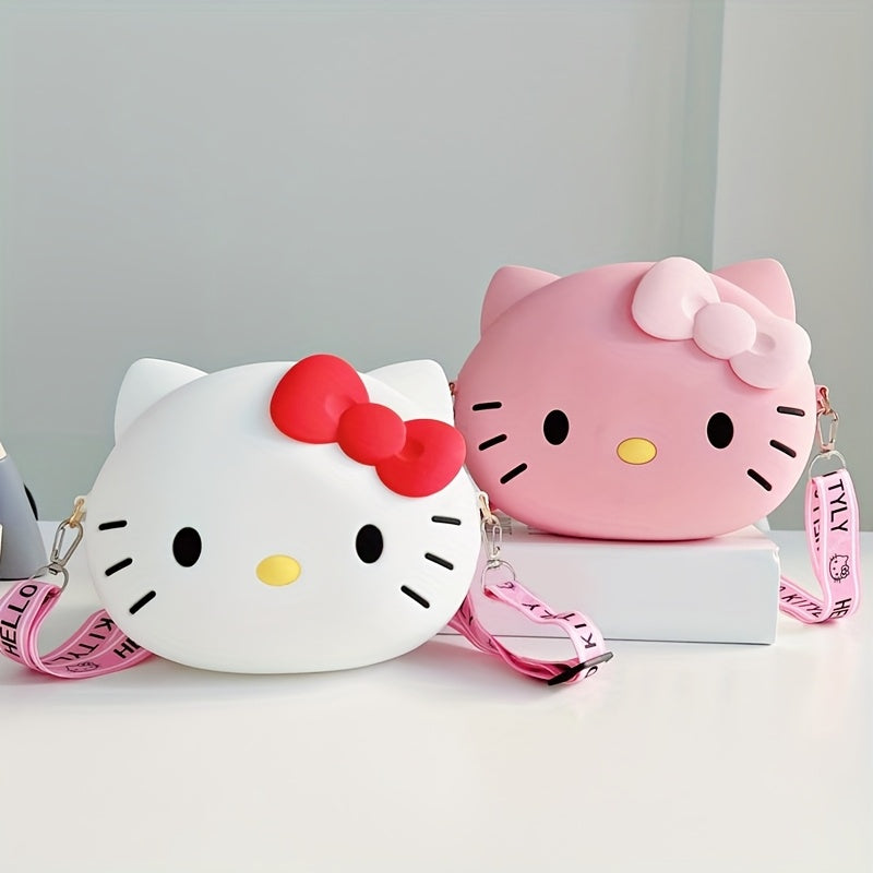 1pc Hello Kitty Bag] 1pc Hello Kitty Silicone Crossbody Bag. Cute Minimalist Lightweight Adjustable Strap0
