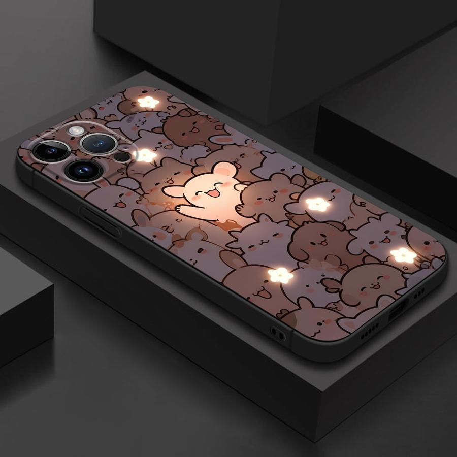 Case for Apple iPhone 16 Pro Max 11 13 15 14 Plus12 Mini Black Soft Shell Phone Cover Cartoon Cute Bear