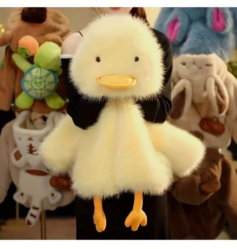 Girls' Winter Coat - Cute Duck Design with Fluffy Hood, Thick Insulated Zipper Front, Long Sleeve & Polyester Fill, Perfect for Halloween & Christmas, Cozy Outerwear, Playful Design, Soft Texture