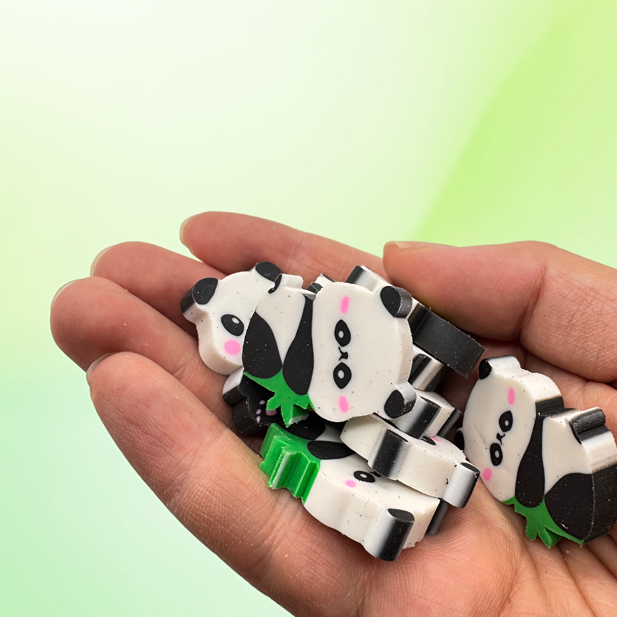 30pcs Cute Panda Shaped Erasers - Soft Plush Rubber Pencil Erasers with Bamboo Leaves, Black & White Design for Classroom Rewards, Party Favors, and School Supplies, Panda Gifts