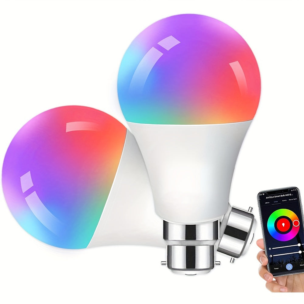 1PCS B22 LED WiFi Smart Light Bulb, RGB Smart Bulbs, 10W B22 Tuya APP Bulbs, Dimmable 16 Million Colours Changing Light Bulbs BT Control, 10W B22 Smart Tuya Bulbs Seting Timers, Scene And Music Sync, Voice Control Compatible