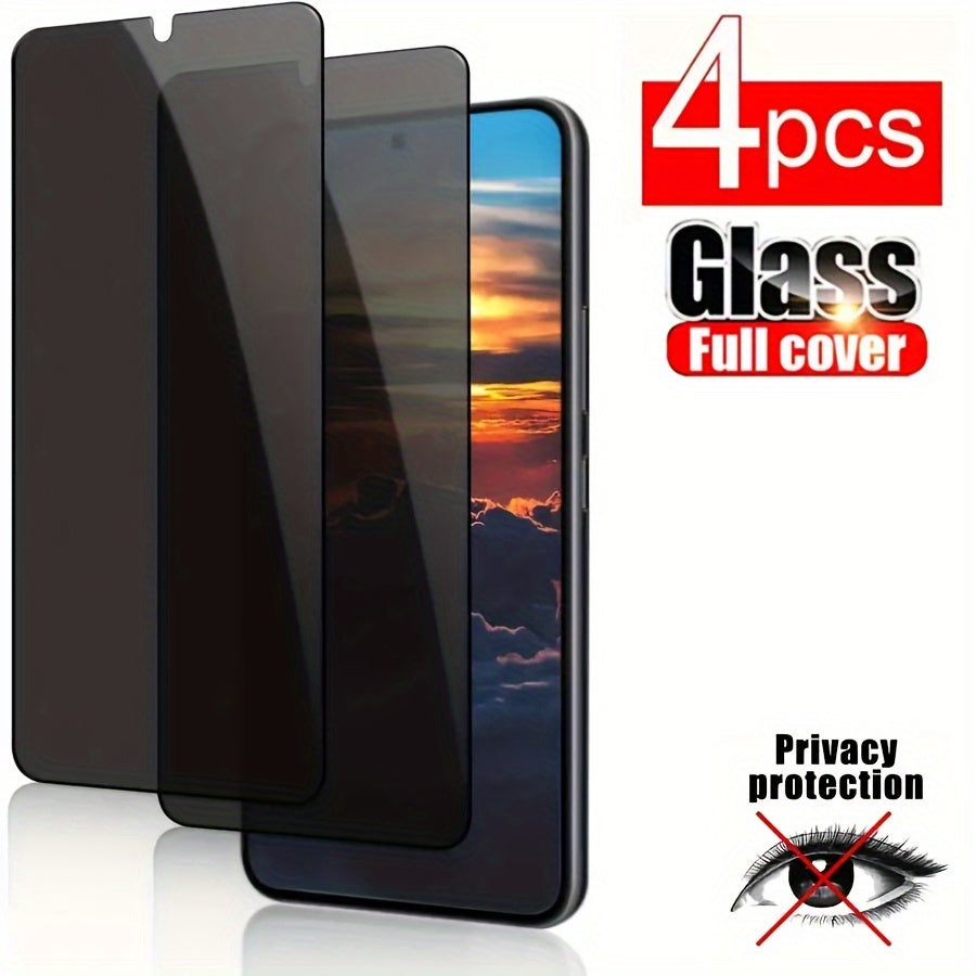 4pcs Privacy Tempered Glass Screen Protector For Samsung S23 S21 S20 FE A15 A14 A13 A12 A24 A23 A22 A25 A34 A35 A54 A55 A53 A52s A51 A71 A73 5G A04 A04S A05 A05S A31 A32 A33 Series