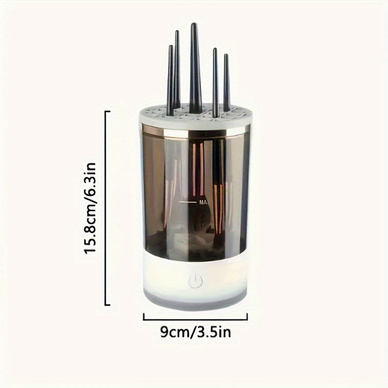 [1pc Electric Makeup Brush Cleaner] 1pc Portable Electric Makeup Brush Cleaner, ABS Material, with USB Plug, Rubberized Body, Automatic Quick Cleaning for Brushes, for Plastic Surfaces