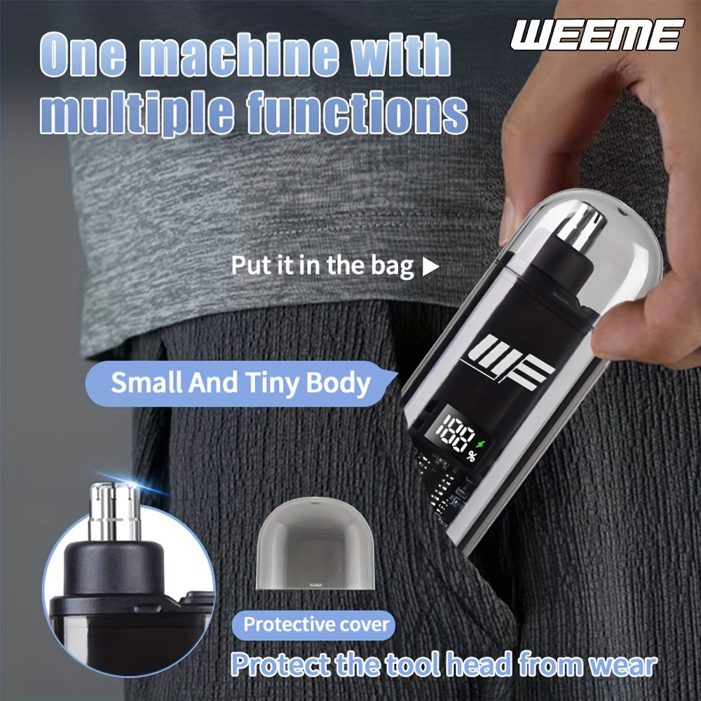 WEEME Men'S USB-Powered Ear & Nose Hair Trimmer with LCD Display.