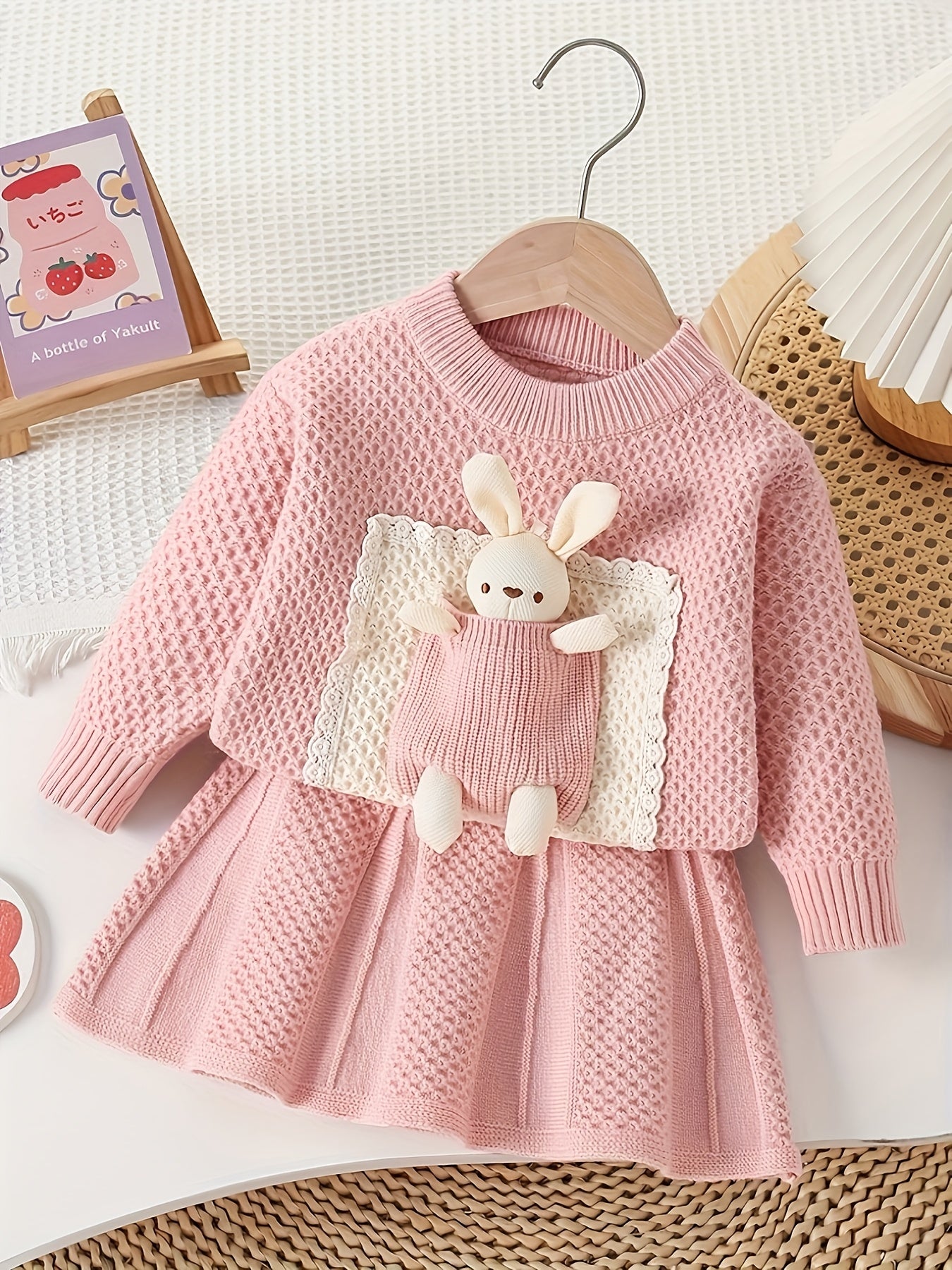 Girls' Cute Knit Set, Suitable for Ages 3-7