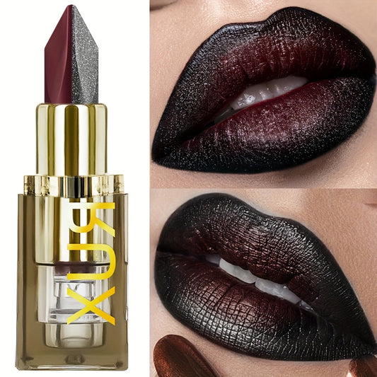 XUS Red & Black Two-Tone Lipstick - Waterproof, Sweatproof, High Pigment, Long-Lasting Makeup for All Skin. T