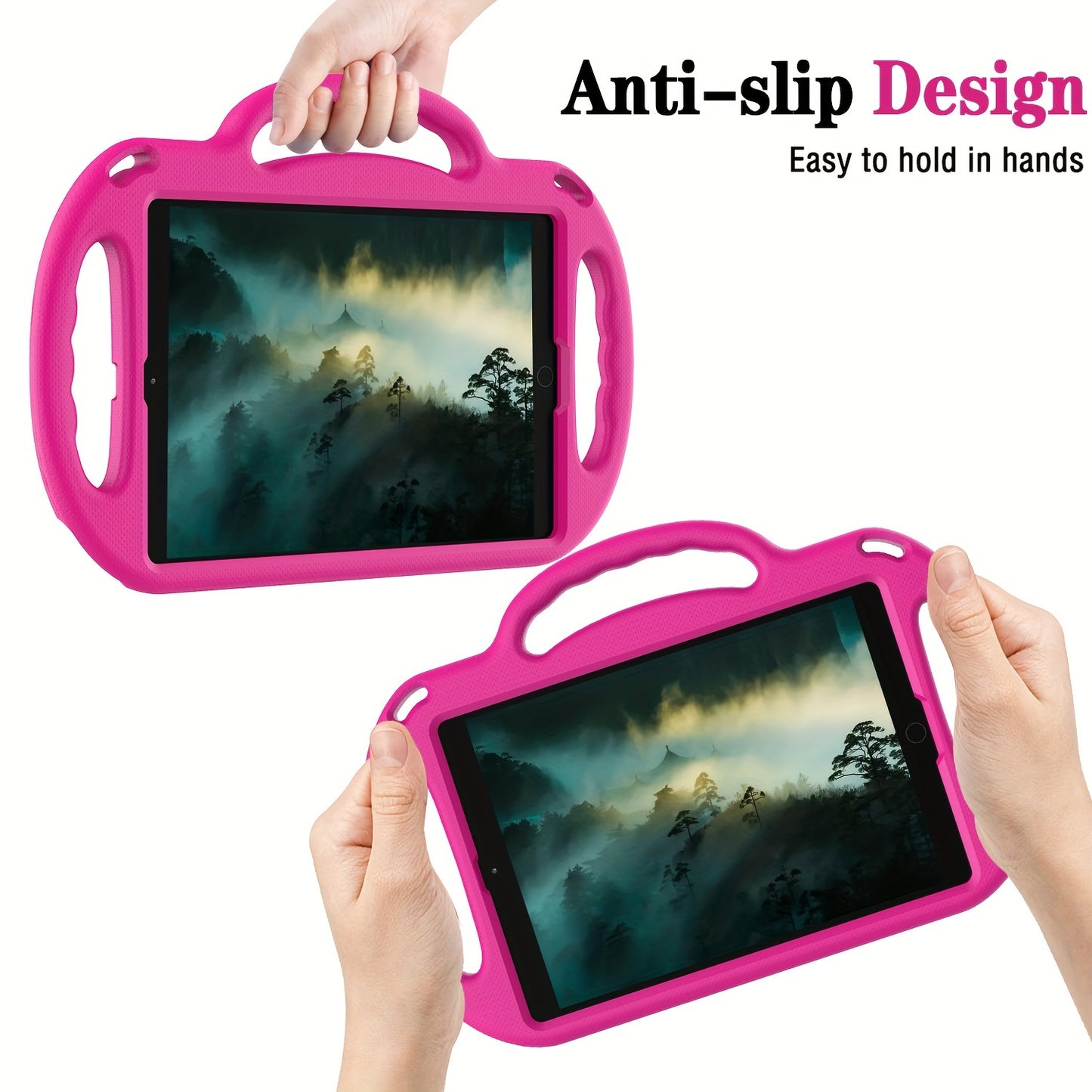 [Kids-Friendly|Lightweight] Lightweight, Non-Slip EVA Kids-Friendly Tablet Case with Adjustable Stand & Lanyard | Soft Shell with Heavy Duty Protection, Flexible Kickstand & Adjustable Strap | for iPad 7th/8th/9th Gen (10.2-i