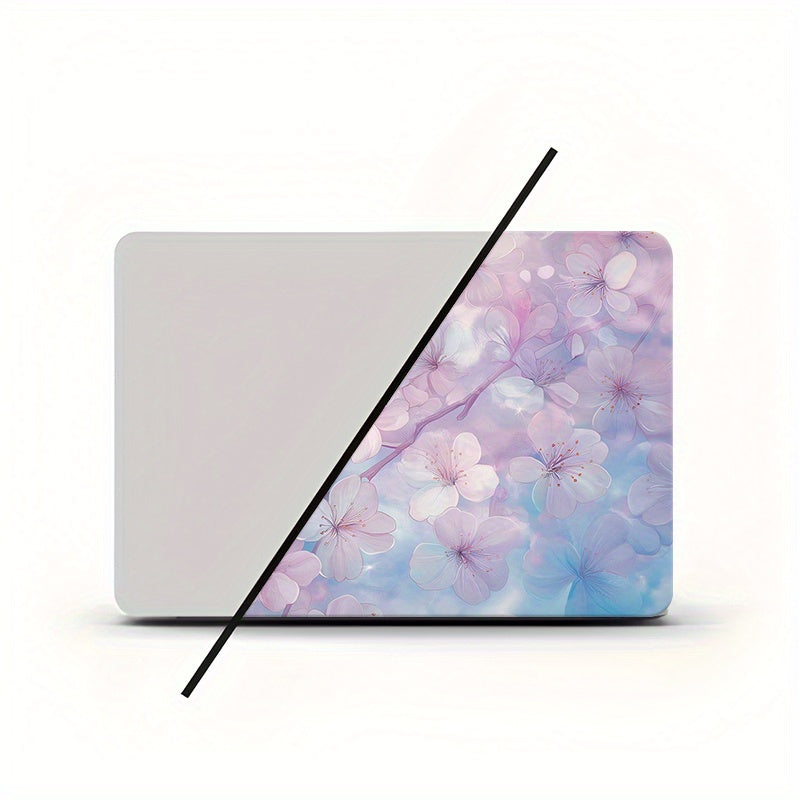 3pcs, 1pc Spare - Moonlit Cherry Blossom PVC Laptop Sticker, 38.99cm x 26.92cm Notebook Cover with Soft Pink & Purple Flowers, Durable & Easy to Apply, Perfect for Apple MacBook, MacBook Air, or MacBook Pro, Notebook Cover |