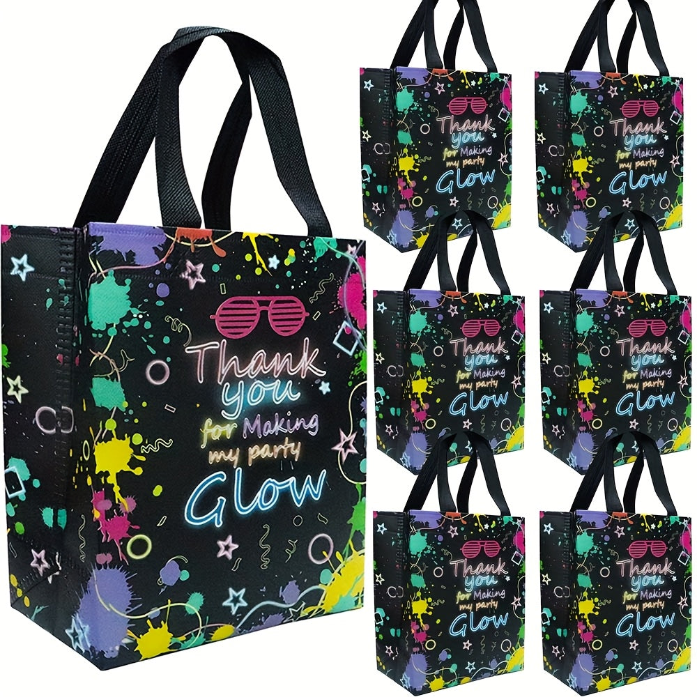 [Neon Glow Party Bags] 5/10/20/30pcs Neon Glow Party Favor Bags | Glow in Dark Party Supplies No Woven Neon Birthday Party Gift Bags | Best for Retro 80s 90s Birthday Halloween Party Decoration Supplies, Christmas, Thanksgivi