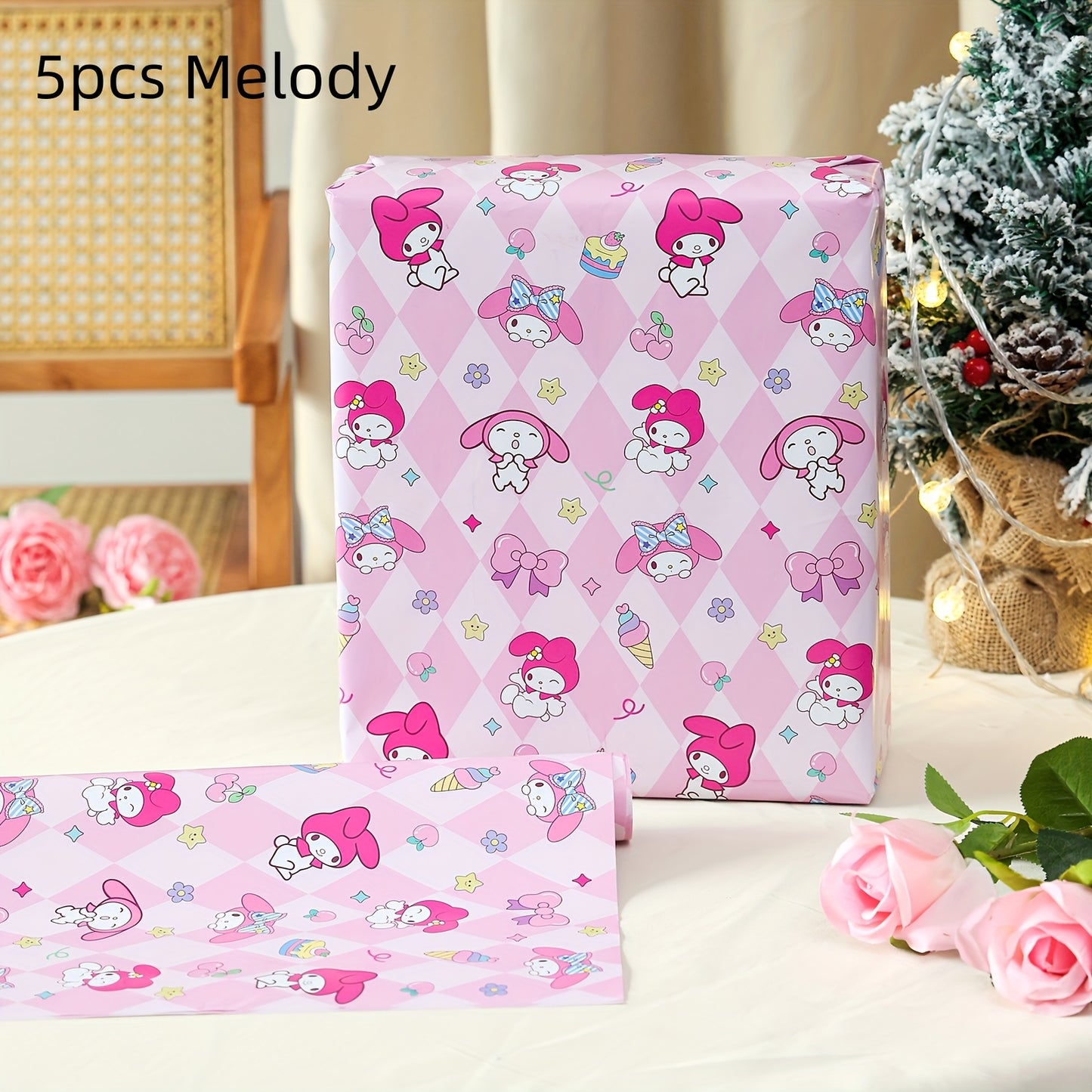 [Stylish New Designs] Sanrio Wrapping Paper | 5/10pcs | Featuring Stylish New Designs of kuromi, My Melody, Cinnamoroll, and hello kitty | Gift Wrapping Paper, Floral Wrapping Paper, Christmas Gift Wrapping Paper, and Holiday