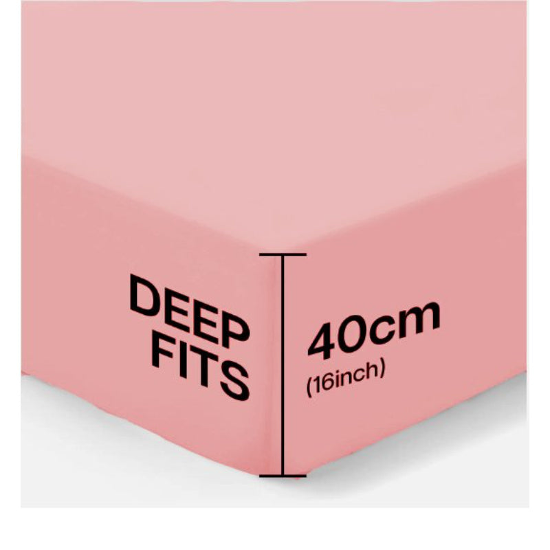 4B 40CM Extra Deep Fitted Sheets with All Around Elastic, Secure Fit for Thick & Pillow Top Mattresses,