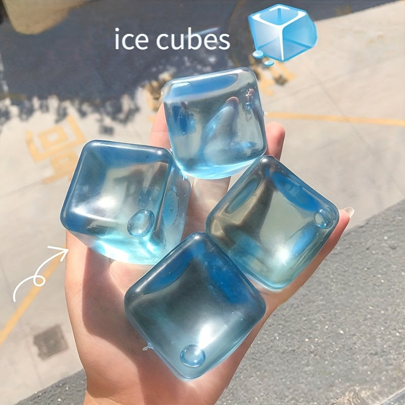 [Relaxing Squeeze & Pop] Relaxing Pop Sensation Squeeze & Pop Malt Ice Cubes - Transparent Sky Blue | Soothing Toy, Glossy Finish, Ideal for Unwinding
