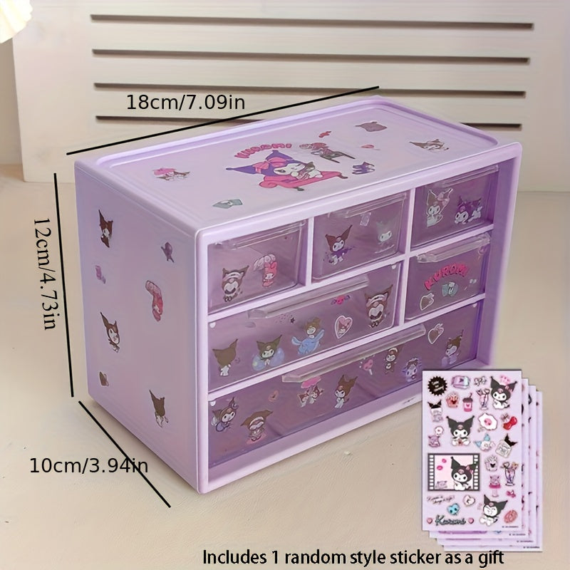 Kuromi Desktop Storage Box with Six Compartments