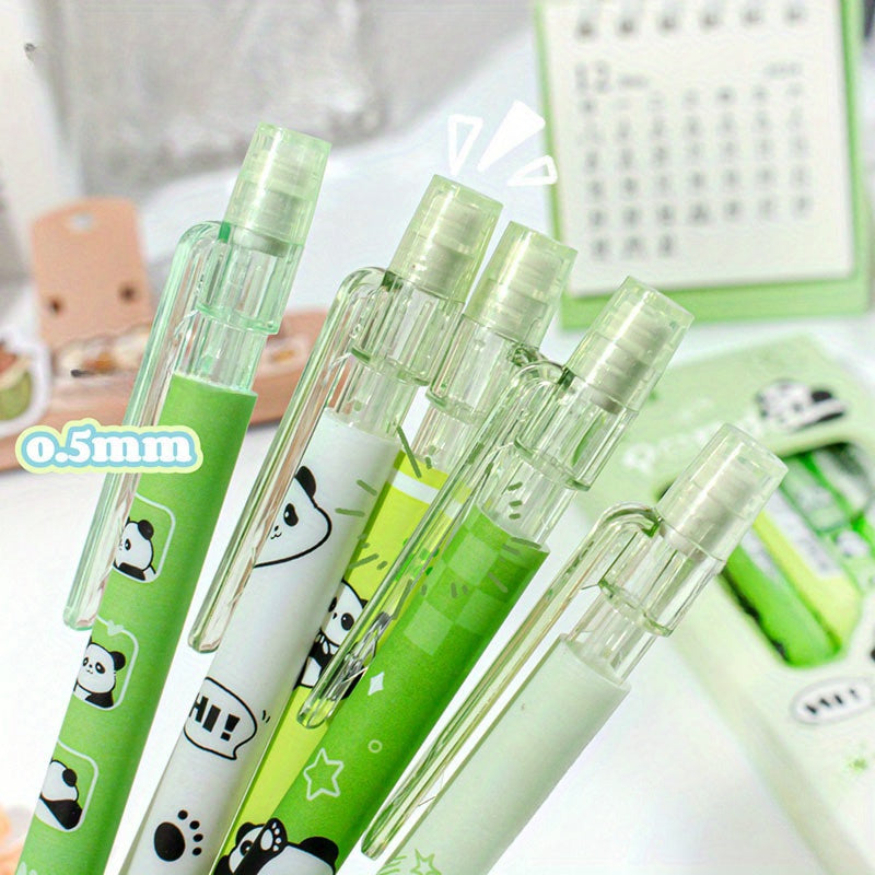 [15pcs Cute Panda Mechanical Pencil] 15pcs Cute Panda Mechanical Pencil Set with Refills & Erasers - 0.5mm Black Ink, Perfect for Writing, Drawing & Sketching, Kawaii, Tubes