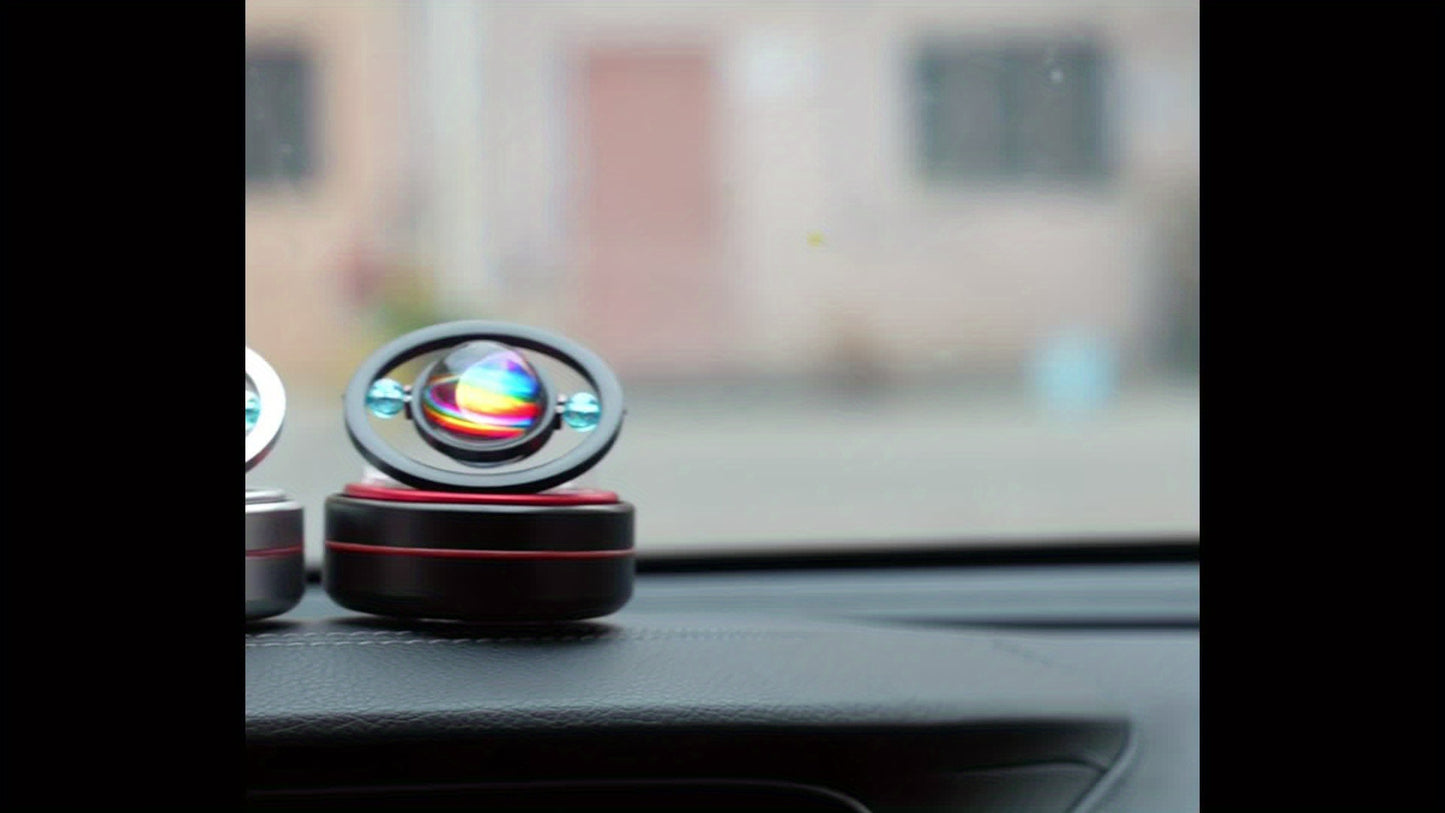 [Solar Power Car Diffuser] Rotating Solar Power Car Fragrance Diffuser, Essential Oil Diffuser, Car Decoration, Interior Accessories | Includes Two Aroma Pads As a Gift